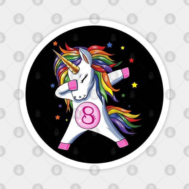 Dabbing Unicorn 8th Birthday Magnet by LotusTee